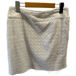 SANDRO Eyelet Lace Mini Skirt Size 8 White Lined Side Zipper Floral Preppy